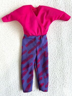 Vintage 1984 Barbie Fashion Fun Pink & Purple Jumpsuit #7904 Tagged Label